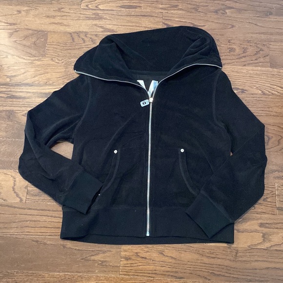 MICHEAL KORS - Y2K terry cloth fabric black big drop collar size large - Picture 1 of 6